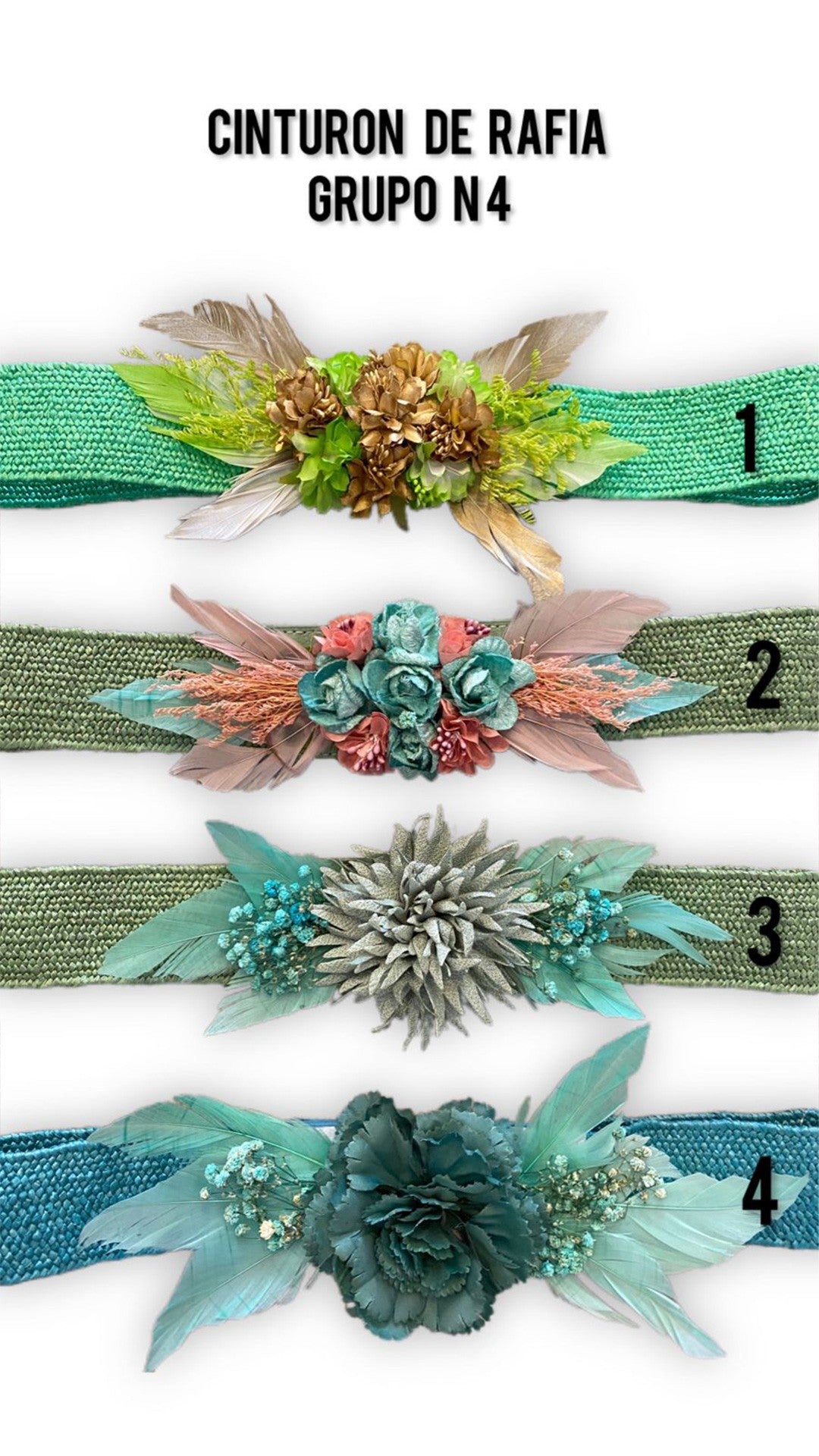 RAFFIA BELT WITH FEATHER